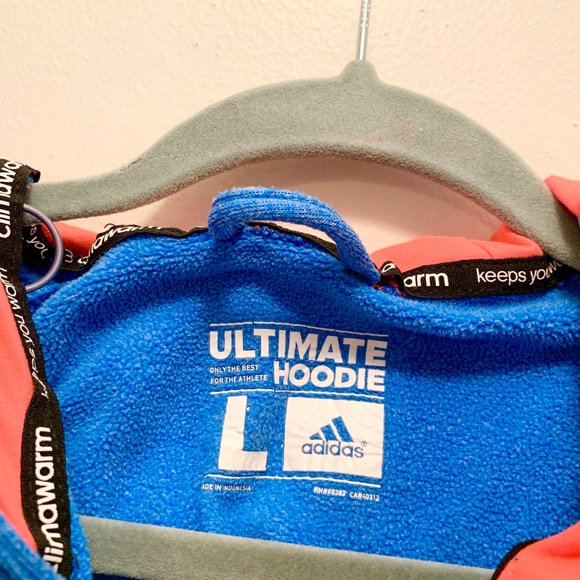 Adidas Climawarm Blue and Pink Hoodie Sweatshirt - Picture 2 of 3